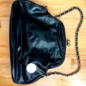 Black Charles David Satchel with gold chain strap